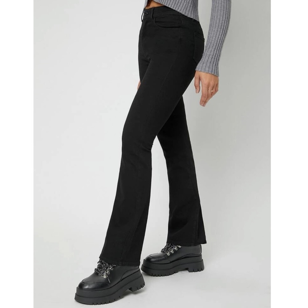 SHEIN High Stretch Straight Leg Flare Black Jeans